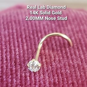 Real Lab Diamond 14K solid gold Nose Stud twisted